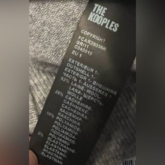 The Kooples Cashmere/Wool  Jacket Hoodie Gray Designer Zipped $495 MSRP NWT - Picture 10 of 10